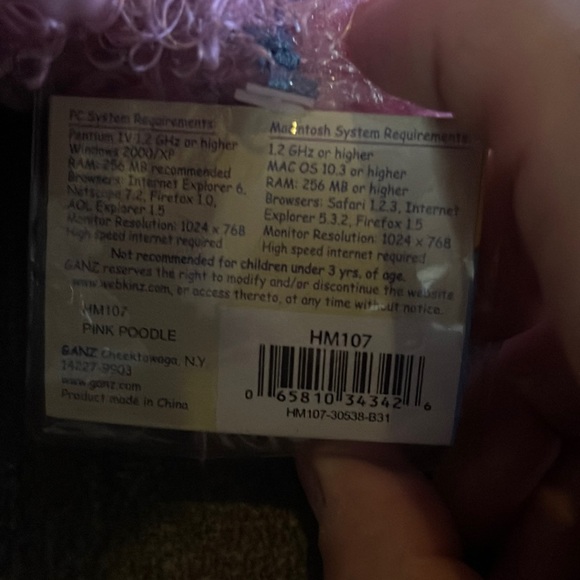 WEBKINZ Ganz Pink Poodle HM107 like new w/hang & but tag no active code - Picture 3 of 16